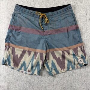 Billabong Men’s Boardshorts Size 32 Mint Green Stripe Floral Surf Swim Shorts